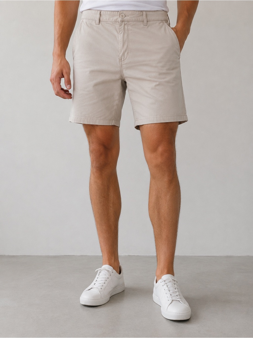 LOFT Men's Light Beige Flat-Front Shorts